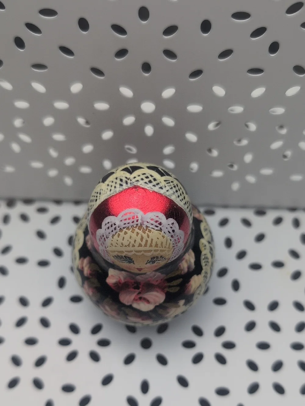 Hand-Painted Black Wooden Matryoshka Nesting Dolls